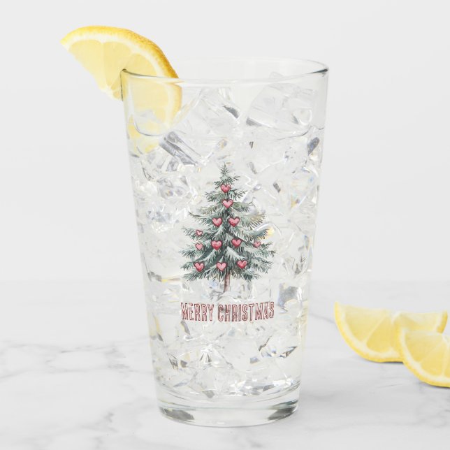 Weihnachtsbaum mit Herz Glas (Vorderseite Ice)