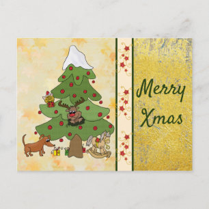 Weihnachtsbaum mit Hund Postkarte