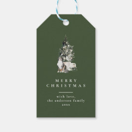 Weihnachtsbaum mit Hunde Typografie Grüne Geschenk Geschenkanhänger