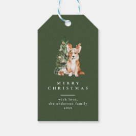Weihnachtsbaum mit Hunde Typografie Grüne Geschenk Geschenkanhänger