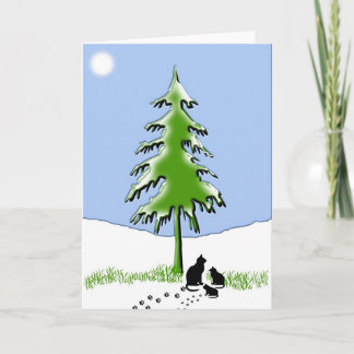 Weihnachtsbaum mit Katzen-Karte Feiertagskarte