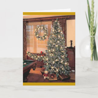 Weihnachtsbaum mit Kranz Feiertagskarte