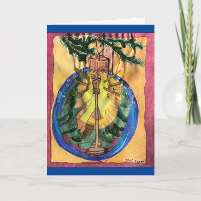 Weihnachtsbaum mit Lamplight & Evergreen Baum Karte (Vorderseite)