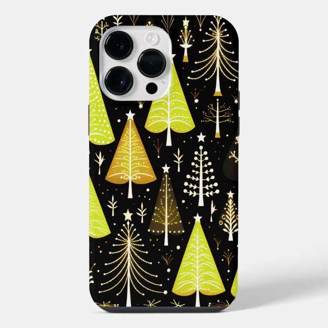 Weihnachtsbaum mit Lichtern Muster iPhone Hülle (Rückseite)