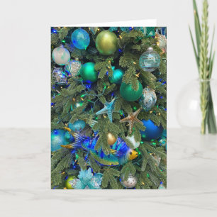 Weihnachtsbaum mit Meeresmotiv Feiertagskarte