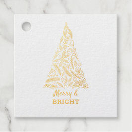 Weihnachtsbaum mit Merry and Bright in Gold Geschenkanhänger
