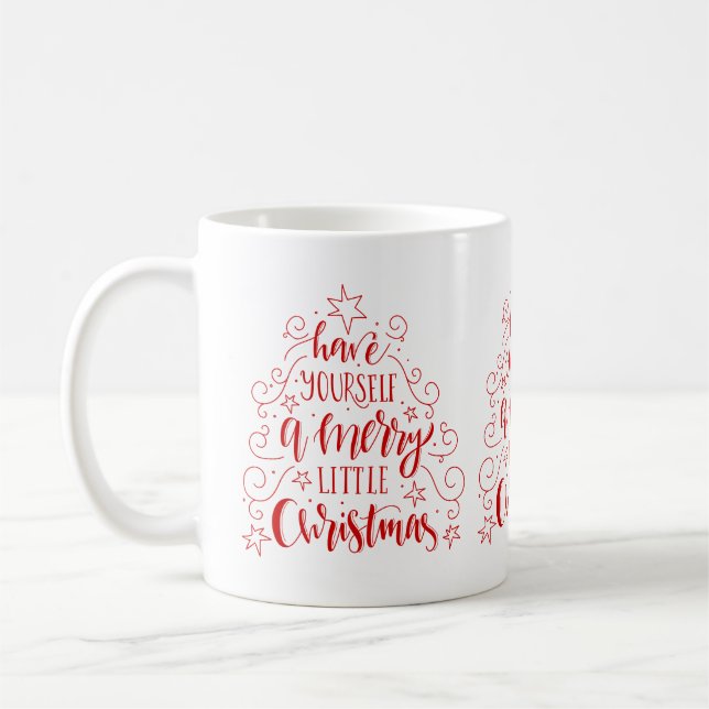 Weihnachtsbaum mit moderner Typografie Tasse (Links)