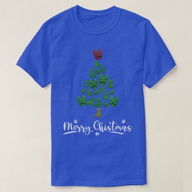 Weihnachtsbaum mit Niedlichem französischem Bully- T-Shirt (Design vorne)