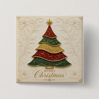 Weihnachtsbaum mit ornamentaler Goldemaille Button