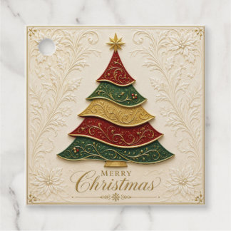 Weihnachtsbaum mit ornamentaler Goldemaille Geschenkanhänger