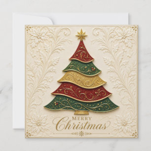 Weihnachtsbaum mit ornamentaler Goldemaille Karte