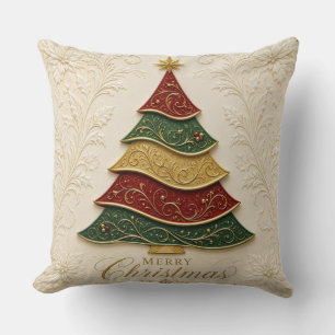 Weihnachtsbaum mit ornamentaler Goldemaille Kissen