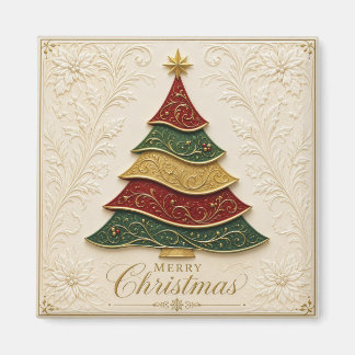 Weihnachtsbaum mit ornamentaler Goldemaille Magnet