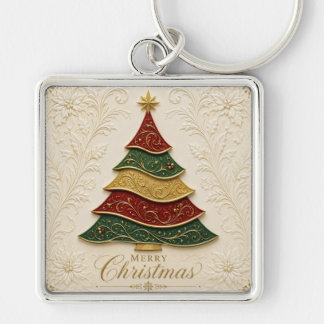 Weihnachtsbaum mit ornamentaler Goldemaille Schlüsselanhänger