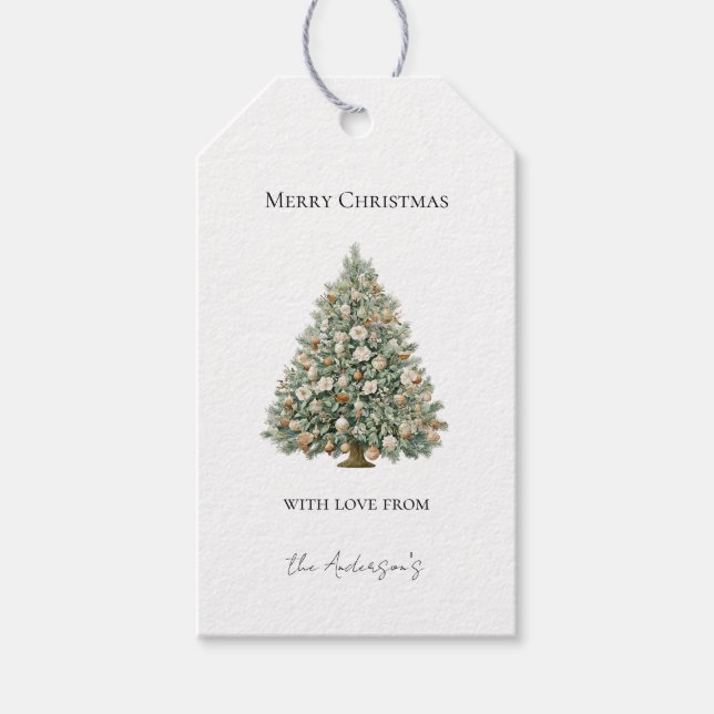 Weihnachtsbaum mit Ornamenten Geschenkanhänger (Vorderseite)