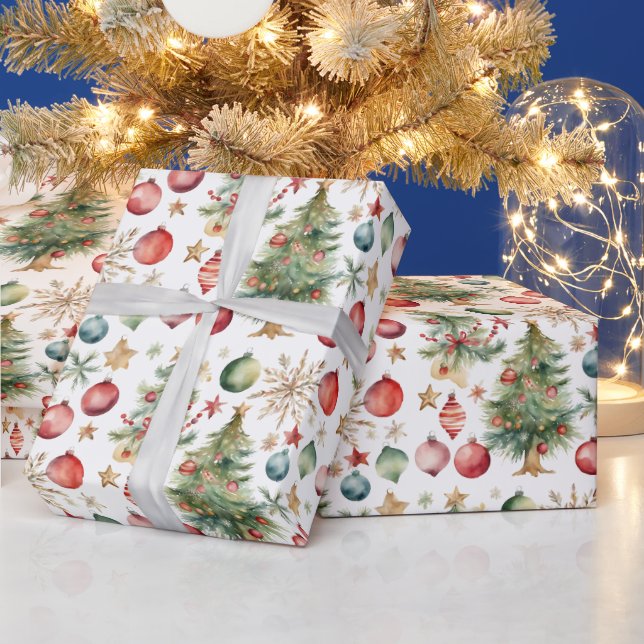 Weihnachtsbaum mit Ornamenten Geschenkpapier (Feiertage)