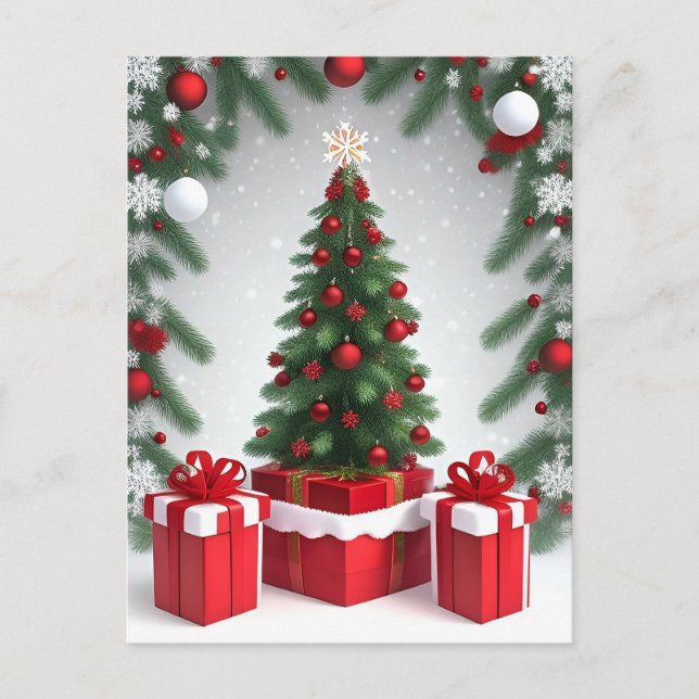Weihnachtsbaum mit Ornamenten Postkarte (Vorderseite)