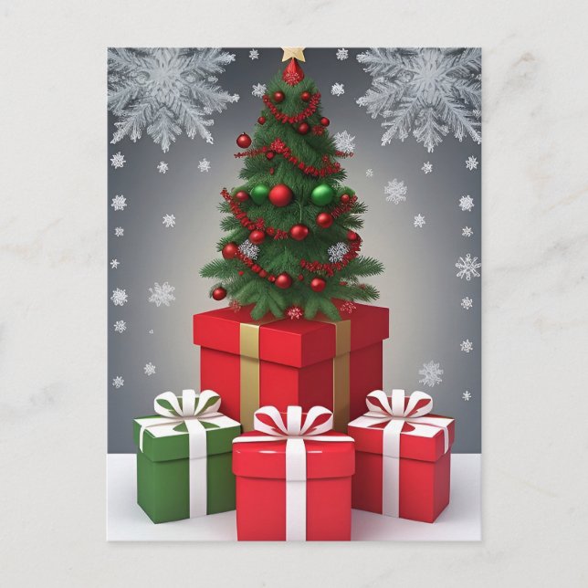 Weihnachtsbaum mit Ornamenten Postkarte (Vorderseite)