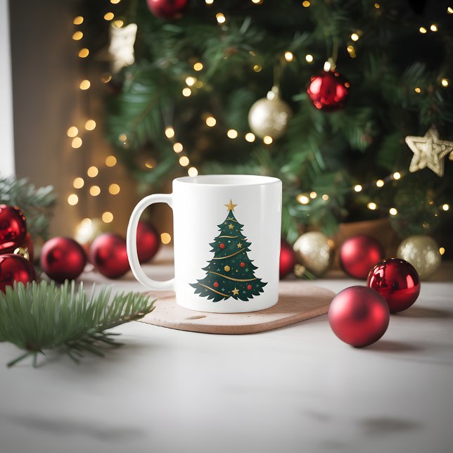Weihnachtsbaum mit Ornamenten und Sternen Kaffeetasse (Von Creator hochgeladen)
