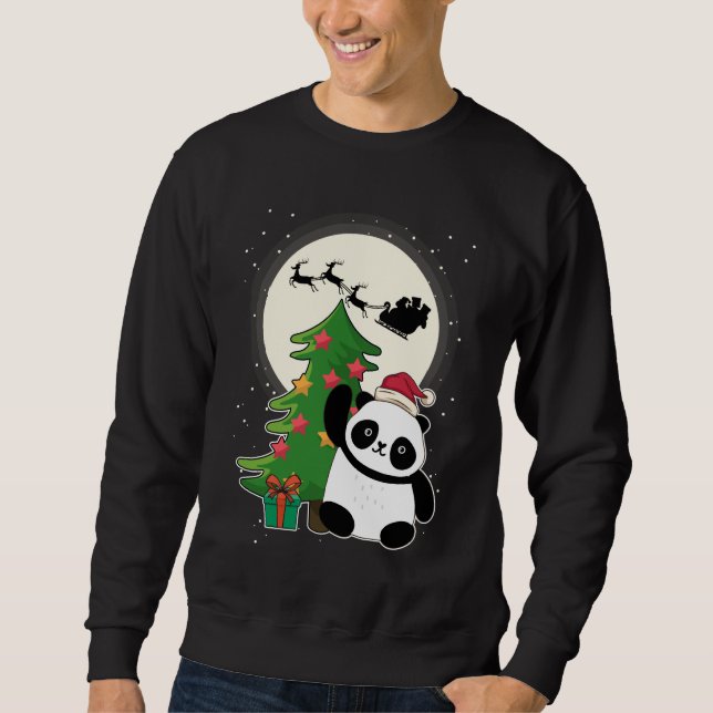 Weihnachtsbaum mit Panda Weihnachtsgeschenk Sweatshirt (Vorderseite)