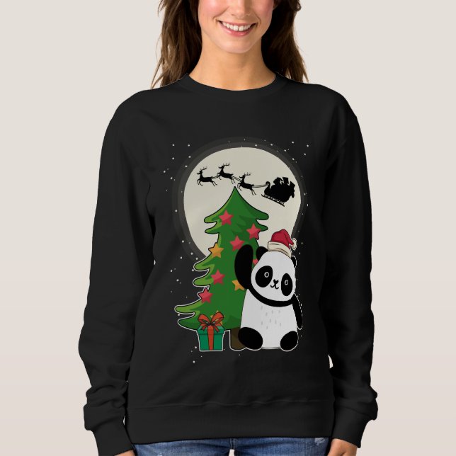 Weihnachtsbaum mit Panda Weihnachtsgeschenk Sweatshirt (Vorderseite)