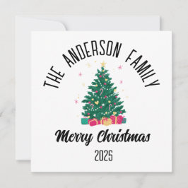 Weihnachtsbaum mit personalisiertem Namen und Lich Feiertagskarte