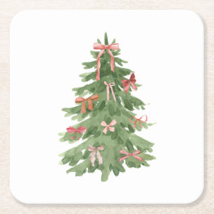 Weihnachtsbaum mit Pink Bows Holiday Party Rechteckiger Pappuntersetzer