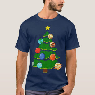 Weihnachtsbaum mit Planeten aus dem Sonnensystem T-Shirt