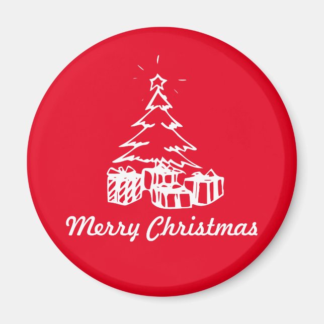 Weihnachtsbaum mit Präsentation Illustration Magnet (Vorne)