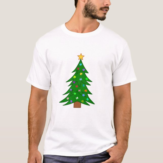Weihnachtsbaum mit Puzzle T-Shirt (Vorderseite)