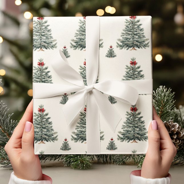 Weihnachtsbaum mit Red Bow Minimalistisch Geschenkpapier (Von Creator hochgeladen)