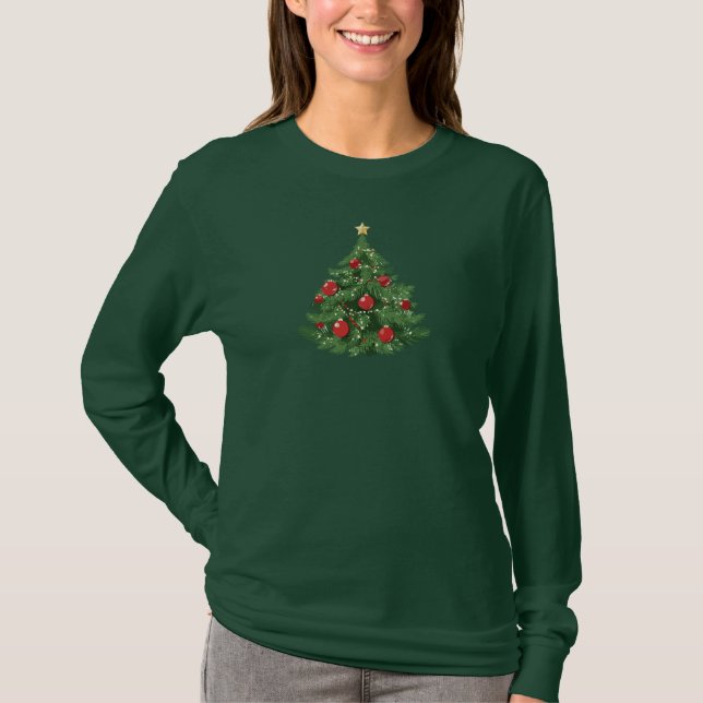 Weihnachtsbaum mit Red Bulbs T-Shirt (Vorderseite)
