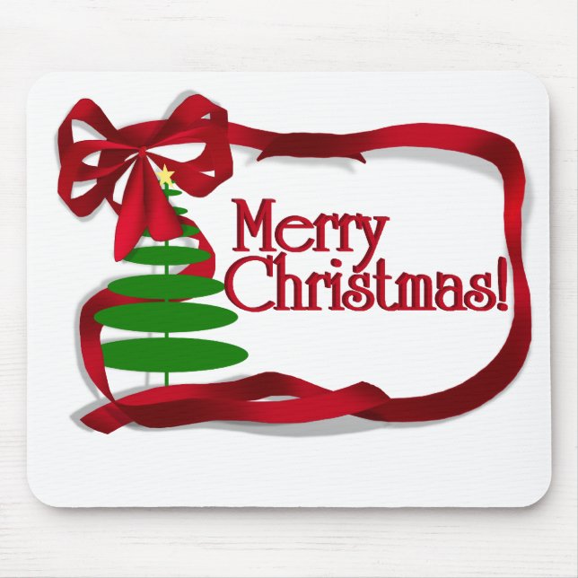 Weihnachtsbaum mit Red Ribbon Mousepad (Vorne)