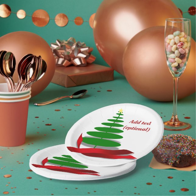 Weihnachtsbaum mit Red Ribbon Pappteller (Multi)