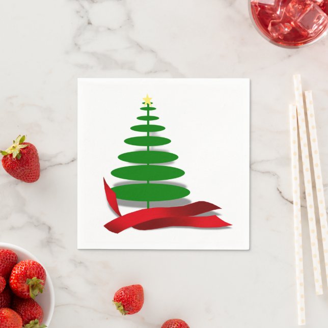 Weihnachtsbaum mit Red Ribbon Serviette (Beispiel)