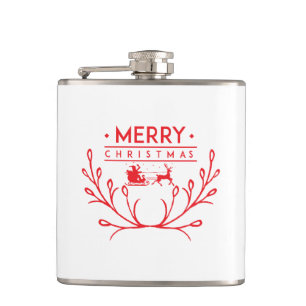 Weihnachtsbaum mit Rentieren Flachmann