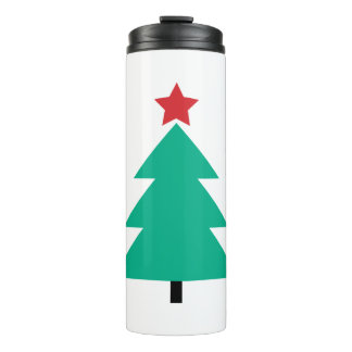 Weihnachtsbaum mit Rot und Grün Streifen Thermosbecher