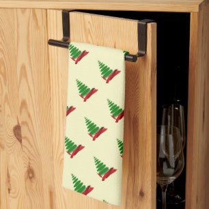 Weihnachtsbaum mit rotem Band Geschirrtuch