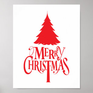 Weihnachtsbaum mit rotem Baum Poster