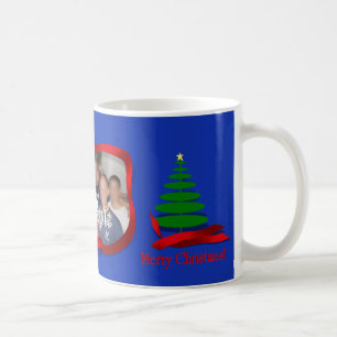 Weihnachtsbaum mit Rotem Foto-Rahmen Tasse