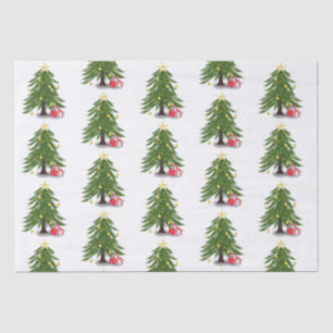 Weihnachtsbaum mit rotem Geschenk Seidenpapier