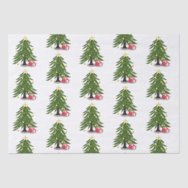 Weihnachtsbaum mit rotem Geschenk Seidenpapier (Vorderseite)