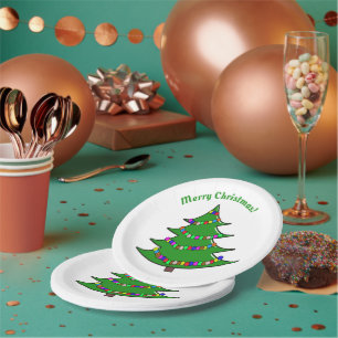 Weihnachtsbaum mit roten Band-Papiertellern Pappteller