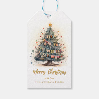 Weihnachtsbaum mit Schmucksachen Geschenkmarke Geschenkanhänger