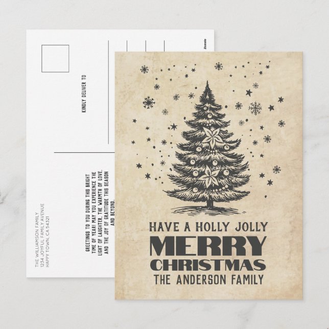 Weihnachtsbaum mit Schneeflocken Weihnachten (Vorne/Hinten)