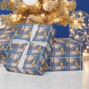 Weihnachtsbaum mit sonniger Aussicht Geschenkpapier