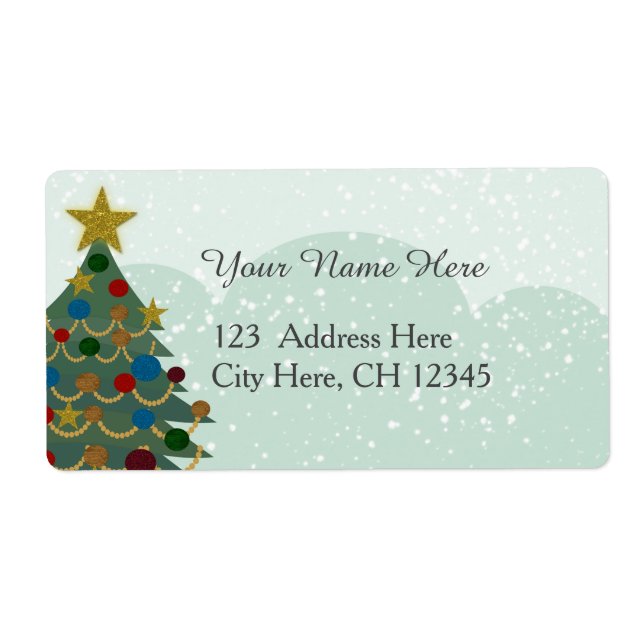 Weihnachtsbaum mit Stern, Glühbirnen und Schnee (Vorne)