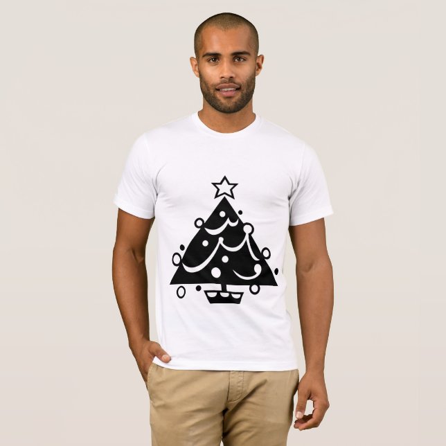 Weihnachtsbaum mit Stern-Schwarzweiss-Shirt T-Shirt (Vorne ganz)