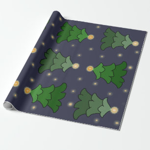 Weihnachtsbaum mit Sternen auf Custom Blue Geschenkpapier