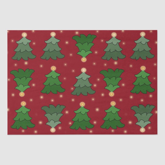 Weihnachtsbaum mit Sternen auf Custom Red Seidenpapier (Vorderseite)